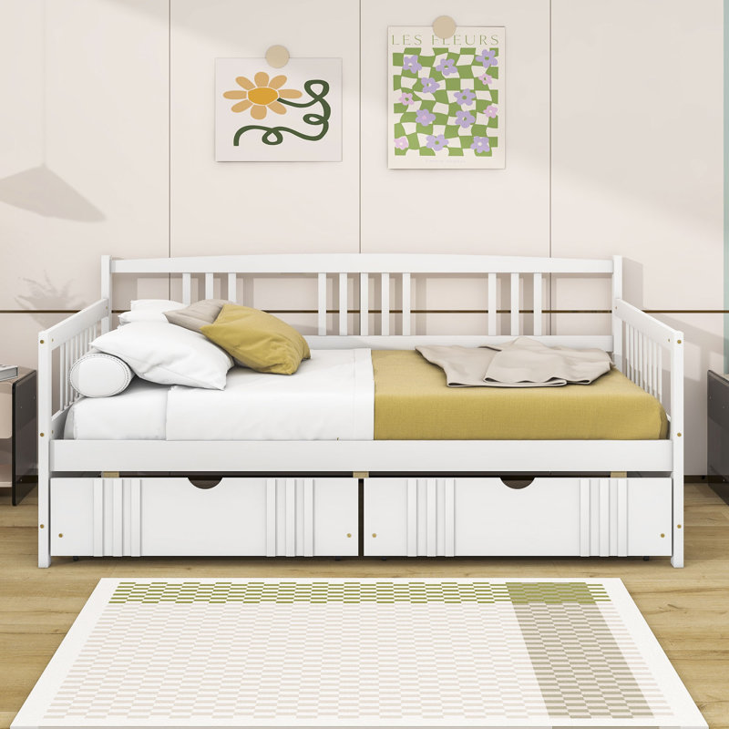 Dzidis Daybed with Drawers, White, Twin