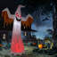 Décoration d'Halloween gonflable géante de 12 pi avec 4 lumières DEL, flamme et yeux rouges clignotants