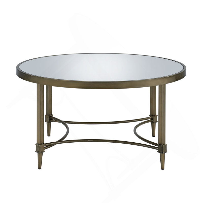 Table basse, finition miroir et laiton antique