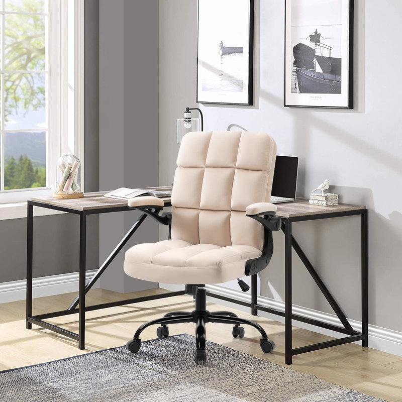 Ergonomic Executive Chair, Beige, Black, Velvet