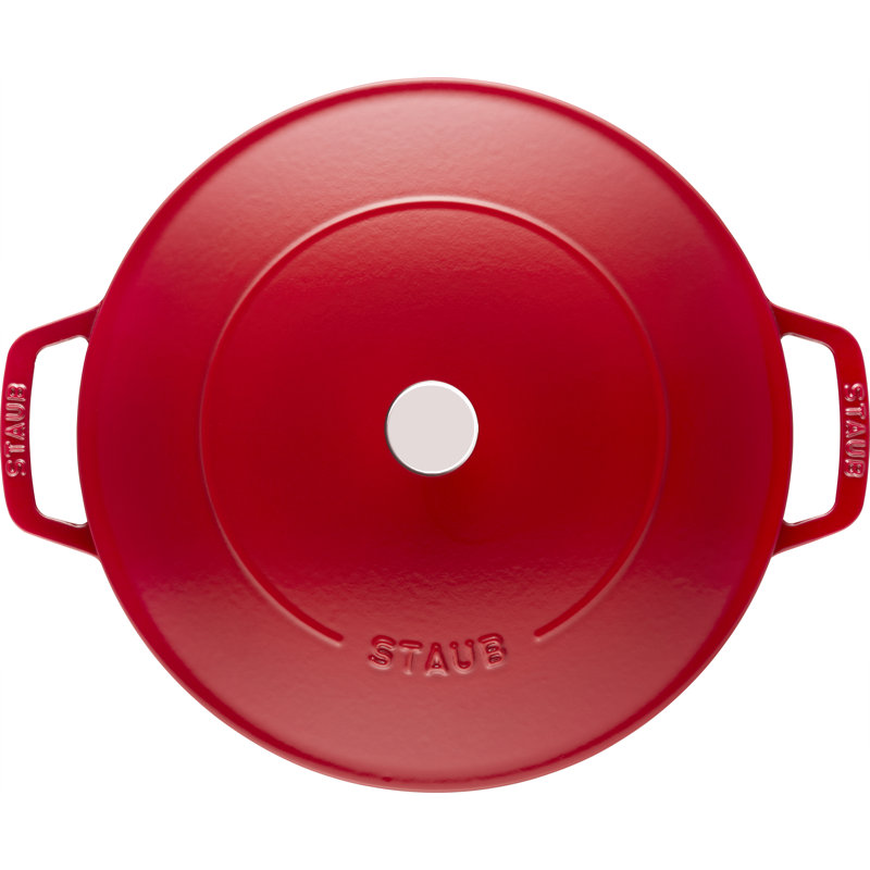 STAUB Cast Iron Round Casserole Dish, Cherry, 28cm