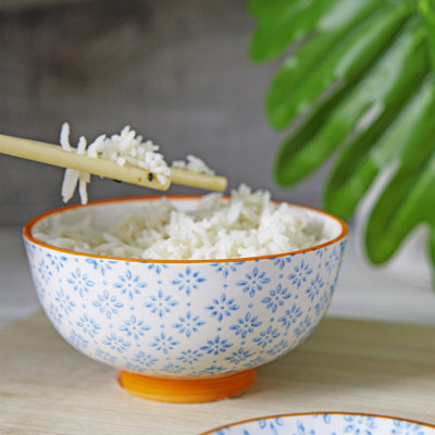 Nicola Spring - Hand-Printed Rice Bowl - Blue