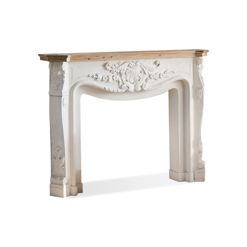 Foyer autoportant en bois massif blanc