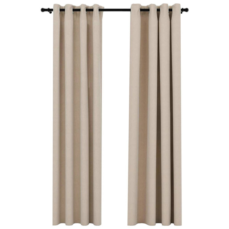 Chaarvi Blackout Curtain Pair, Beige, 140cm Width x 245cm Drop