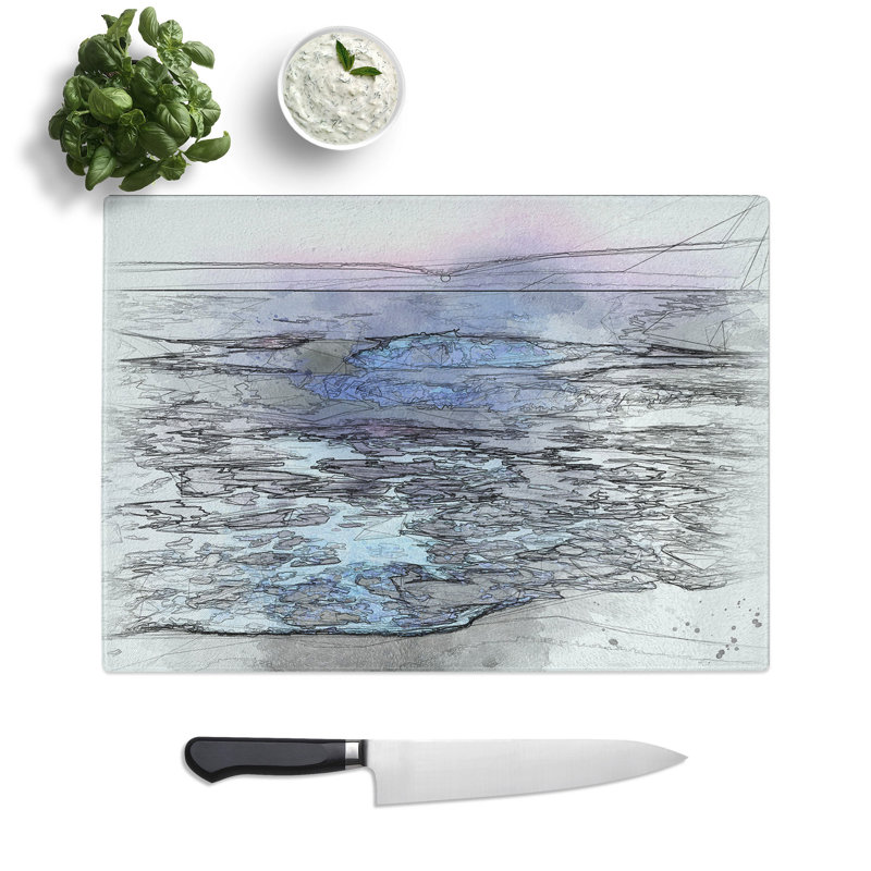 Tempered Glass Pretty Beach Sunset Chopping Board, 28.5 cm x 39 cm