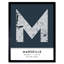Marseille City Map Marseille France City Map Navy - Single Picture Frame Typography