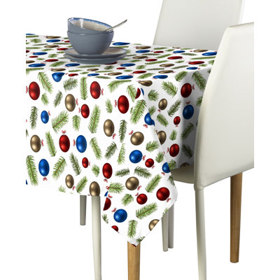 Leblanc Christmas Glass Ornaments Tablecloth