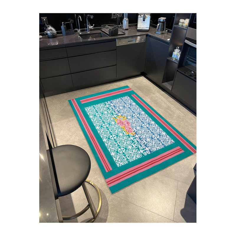 Tapis tissé à motif floral moderne, Sous-tapis carré 3 pi 3 po inclus