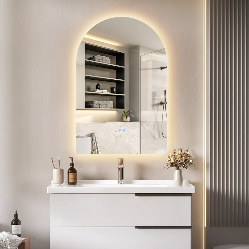 Zechary 35.4'' H x 23.6'' W Arch Dimmable LED Wall Mirror with Anti-Fog