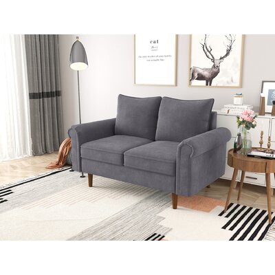 Fletch 59.6"" Linen Blend Rolled Arm Loveseat -  Red Barrel StudioÂ®, 469BEE0208A64DD7878DD9D327C3F1EC