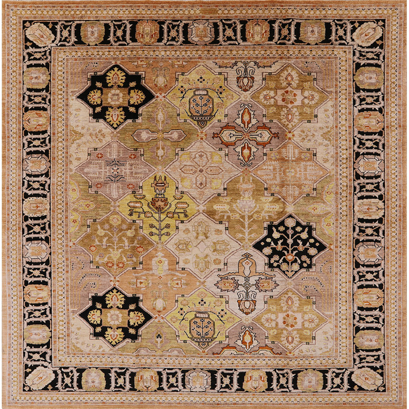 Tapis beige / noir Sibbi Southwestern, Carré 5 pi