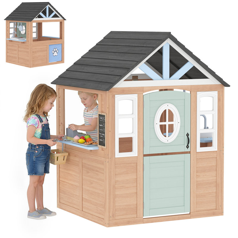 HOMCOM 115.5cm W x 97.3cm D Playhouse with Kitchen