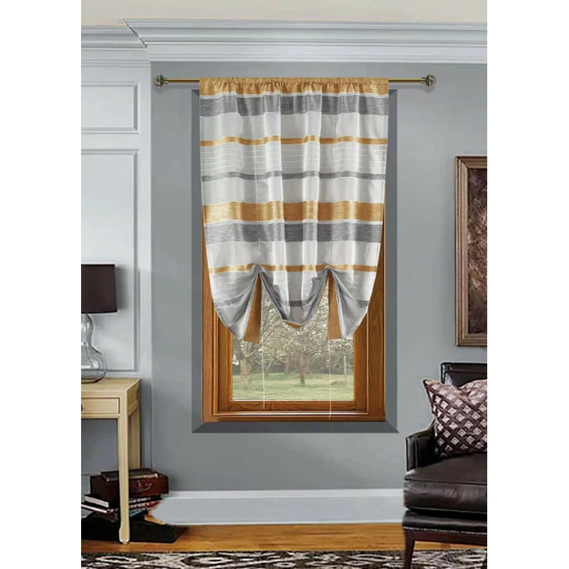 Sheer Single Curtain Panel, Ochre
