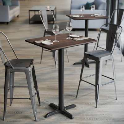 Plateau de table commercial à surface lisse avec base entrecroisée à hauteur de barre