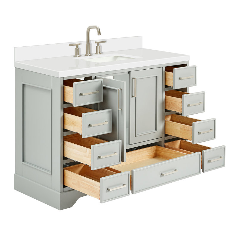 Meuble-lavabo simple avec plateau Abshire 49, Gris