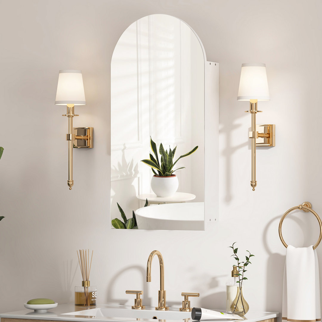 Aishwarya 40x80cm Arched Retro Mirror Cabinet with 3 Glass Shelves