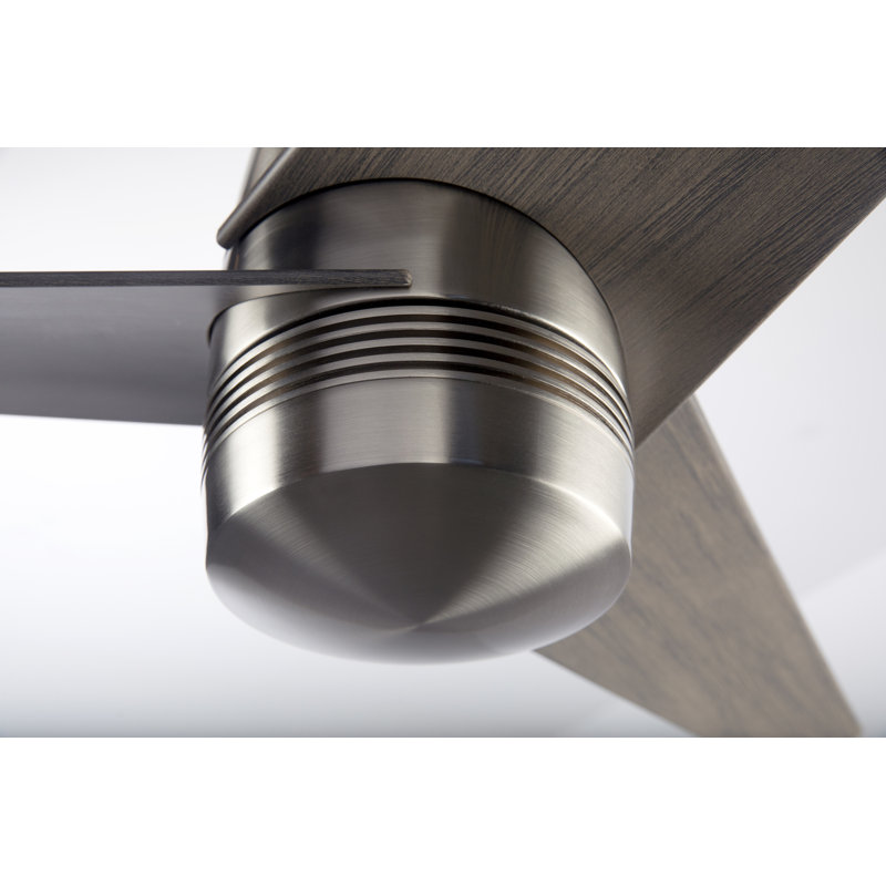 Velo Downrod Ceiling Fan, Bright Nickel, Wall/Remote Combo Controls, Graywash