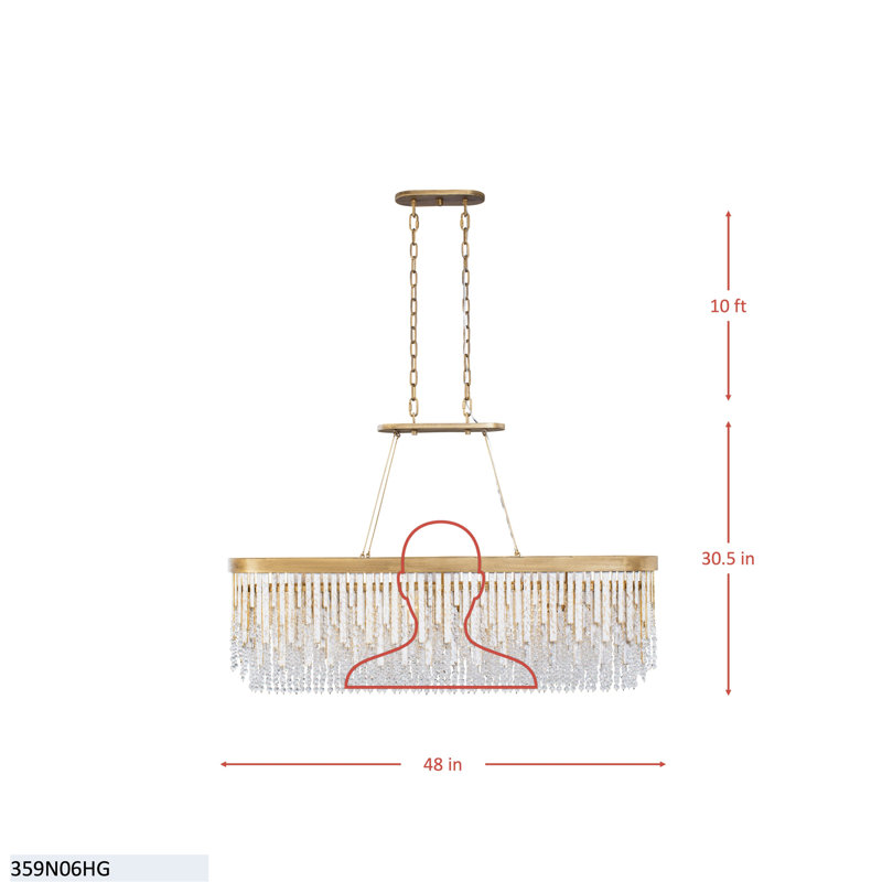 Luminaire suspendu linéaire à 6 lumières Lafayette - Havane doré