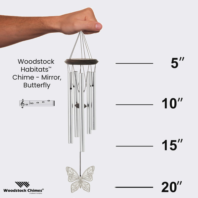 Silver Butterfly Wind Chime with Copper-Plated Ornament