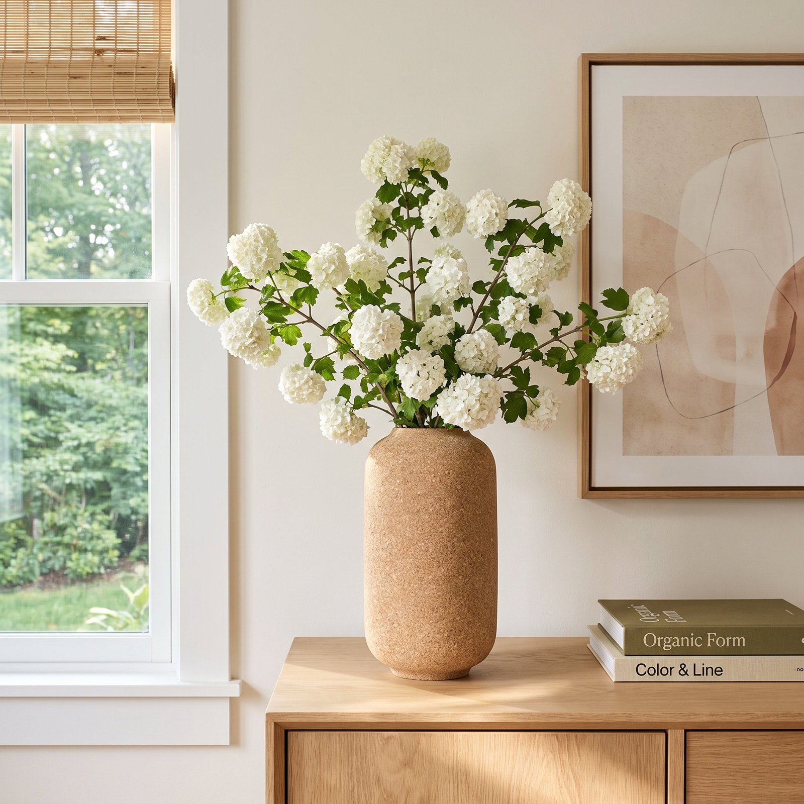 Cork Wrapped Table Vase, 10.75" H x 6" W x 6" D