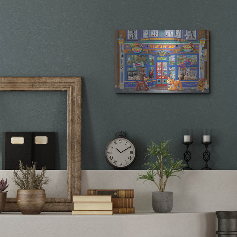 «The Little Pet Shop» par Bigelow, illustrations en métal, H 12 po x l 16 po