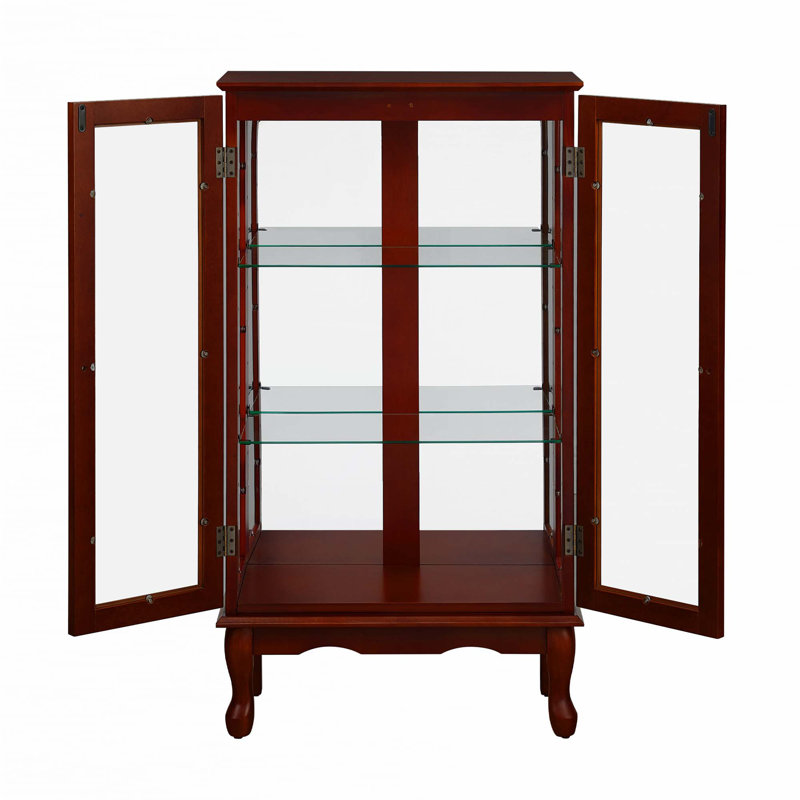 Armoire lumineuse avec tablettes réglables Curio Cabinet, Cerisier