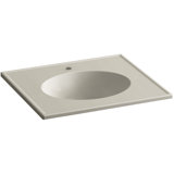 Vitreous China Rectangular Dual Mount Bathroom Sink with Overflow