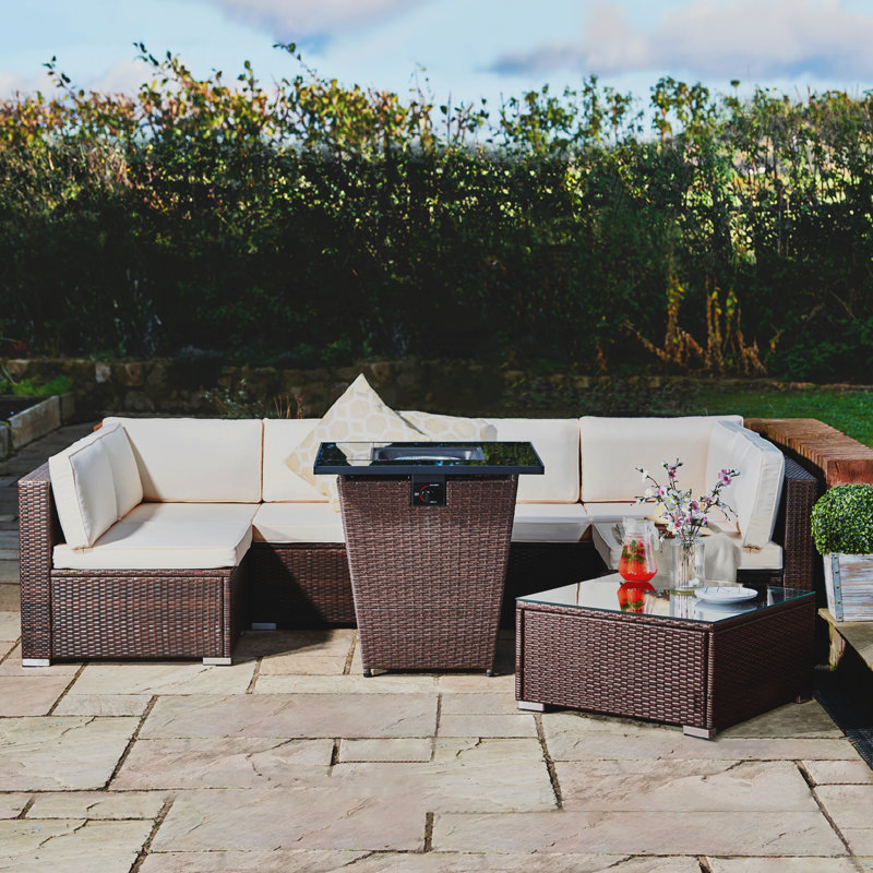 All Weather Wicker/Rattan 7 - Person Seating Group with Cushions