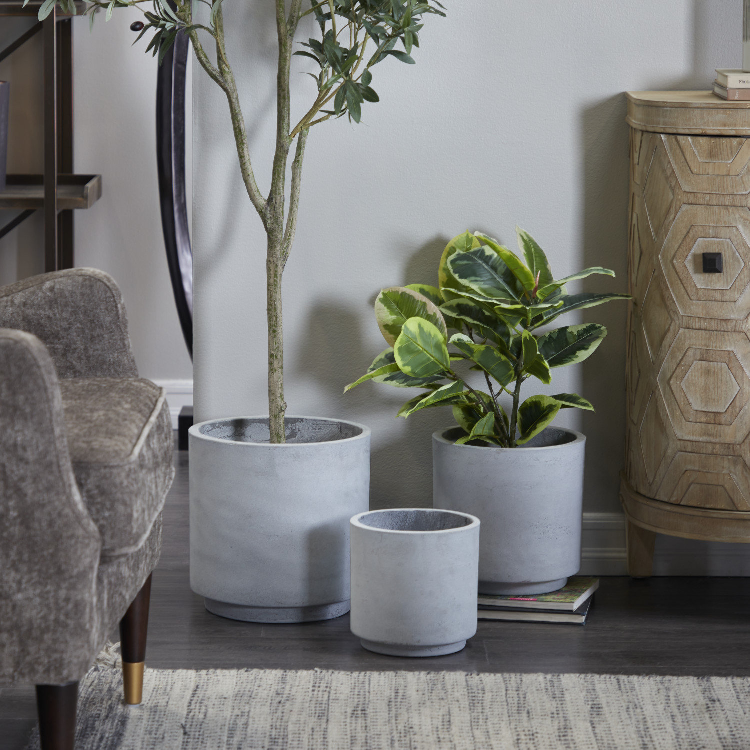 12" Ceramic Pot Planter, Gray