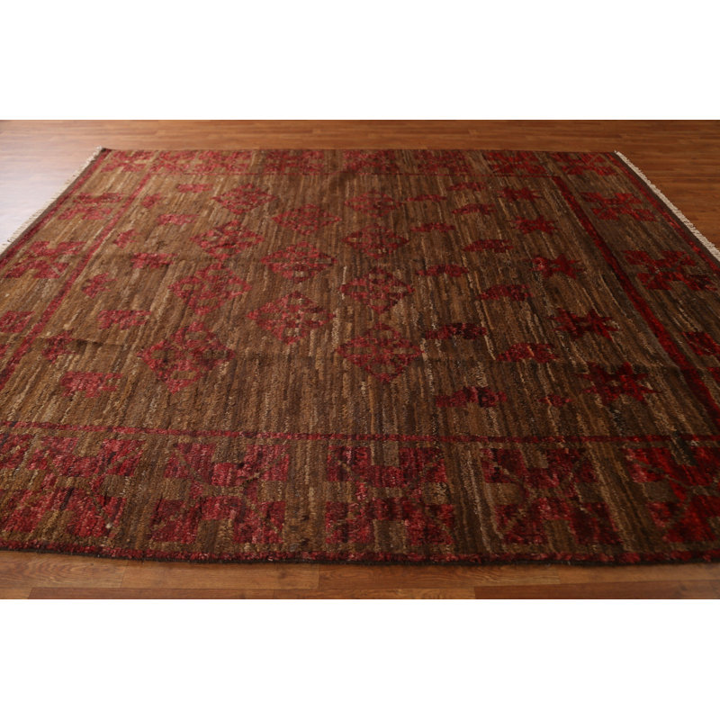 Tapis brun en laine marocain fait à la main 8 x 10