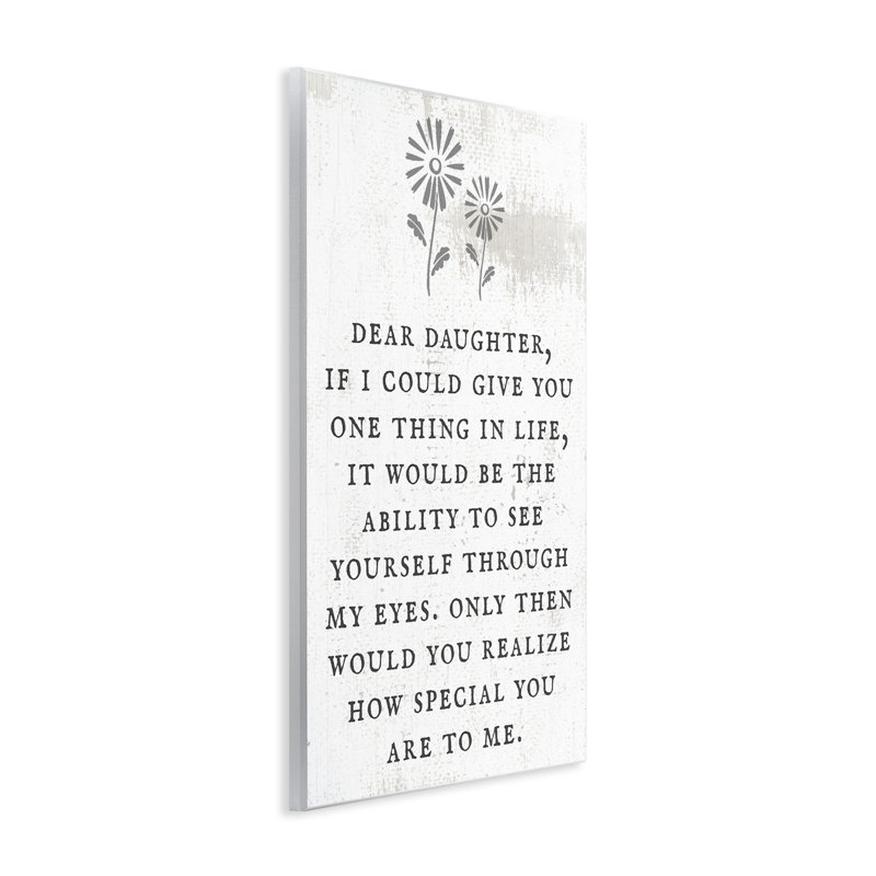 «Dear Daughter How Special You Are», phrase «Rustic Flower Gray Farmhouse», estampe numérique encadrée, art texturé par Daphne Polselli