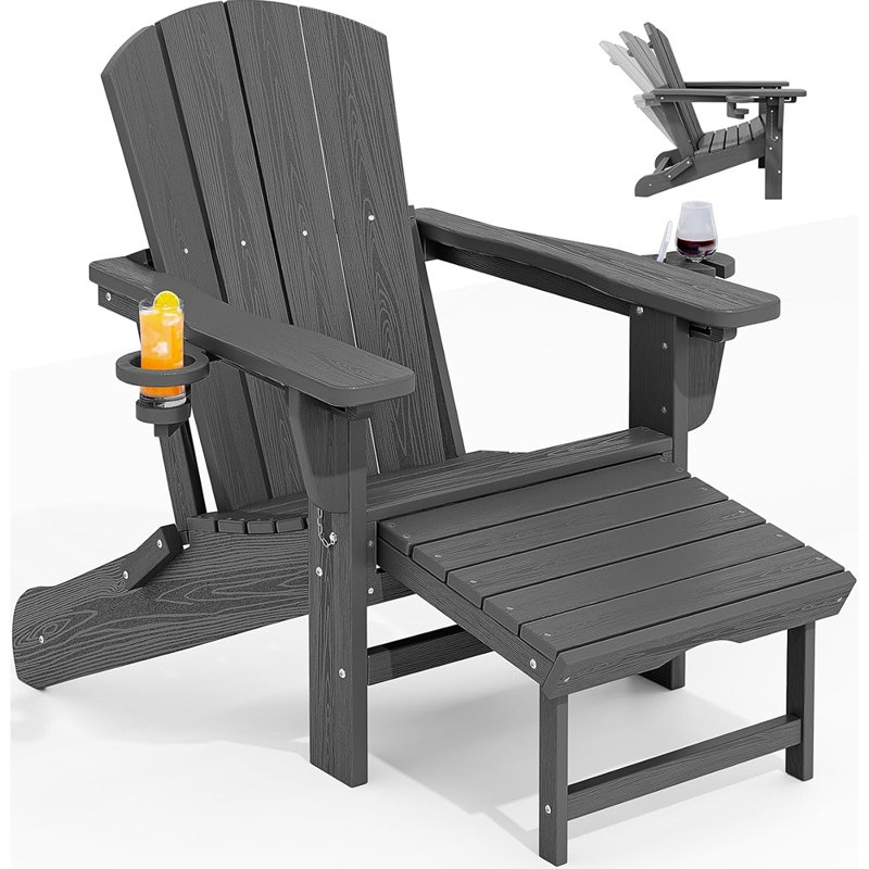 Chaise Adirondack pliante réglable avec repose-pieds rétractable