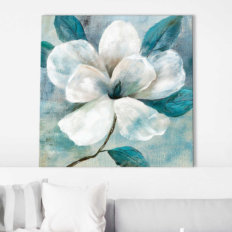 Sarcelle Magnolia I (carré) par Nan Print, Toile tendue, H 24 po x l 24 po x P 1,5 po