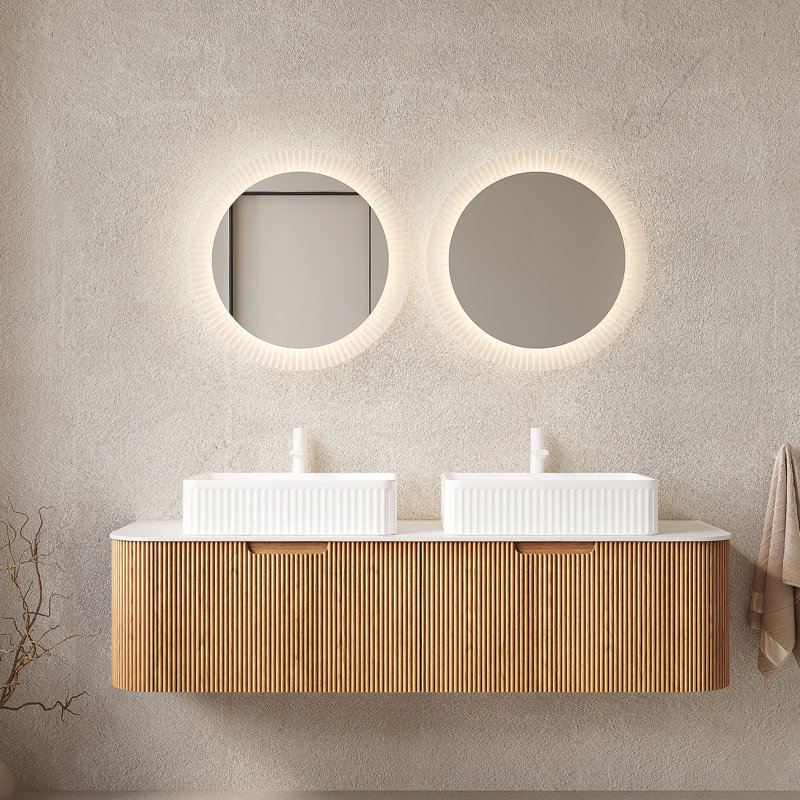Meuble-lavabo mural avec éviers, armoire de rangement avec tiroirs, pré-assemblé pour une installation facile et beaucoup de rangement
