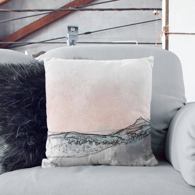 Sunrise Behind Grand Teton Cushion with Filling, 40cm H x 40cm W x 15cm D, Black