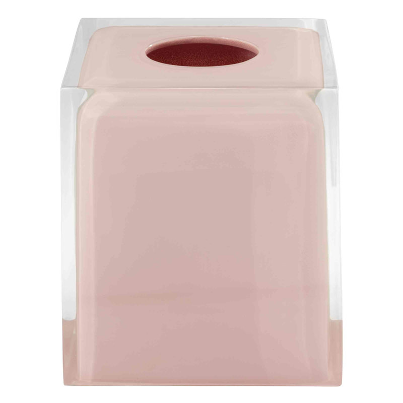 Pink Resin Box Tissue Cover with Clear Exterior