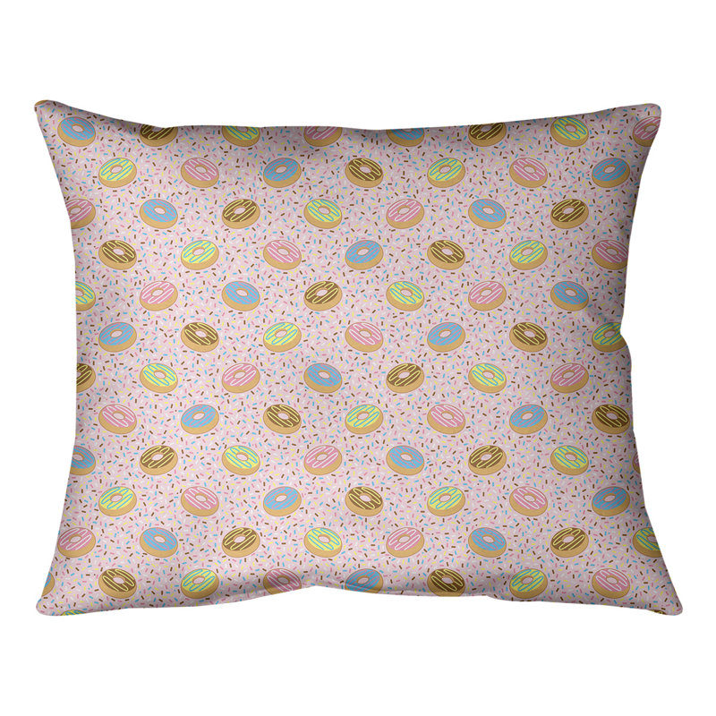 Housse de coussin carré et insert, H 20 po x l 20 po, Rose / Vert / Jaune, Duvet synthétique