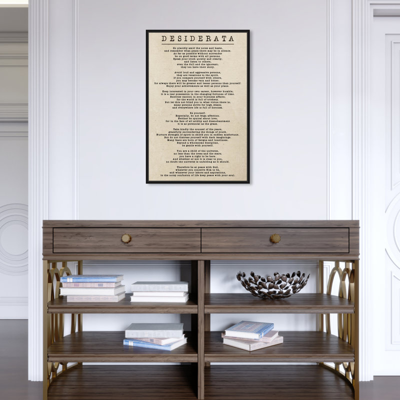 " Desiderata Parchment " by Oliver Gal, 24" H x 16" W, Black Floater Framed