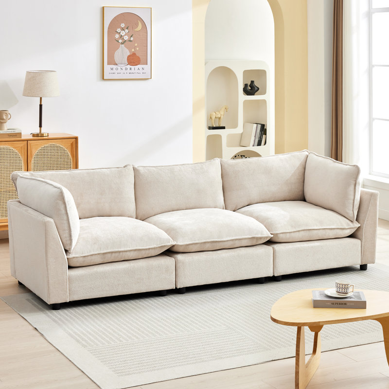 Eagan 106" 3 - Piece Modular Sofa, Beige Chenille