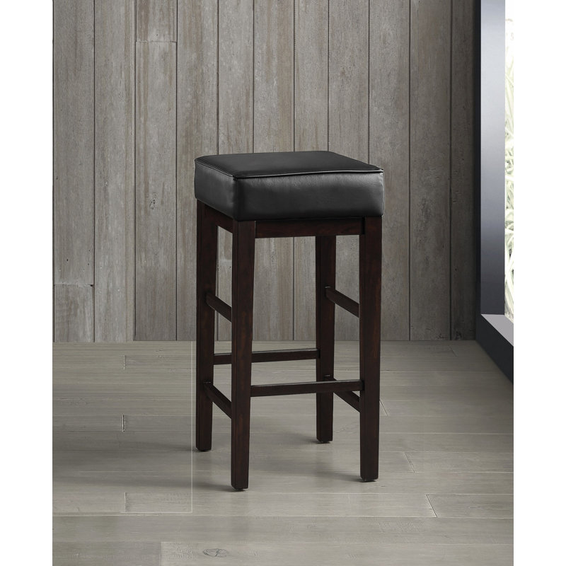 Ensemble de 2 tabourets de bar en similicuir transitionnel de 29 po de hauteur, structure en bois massif au fini espresso