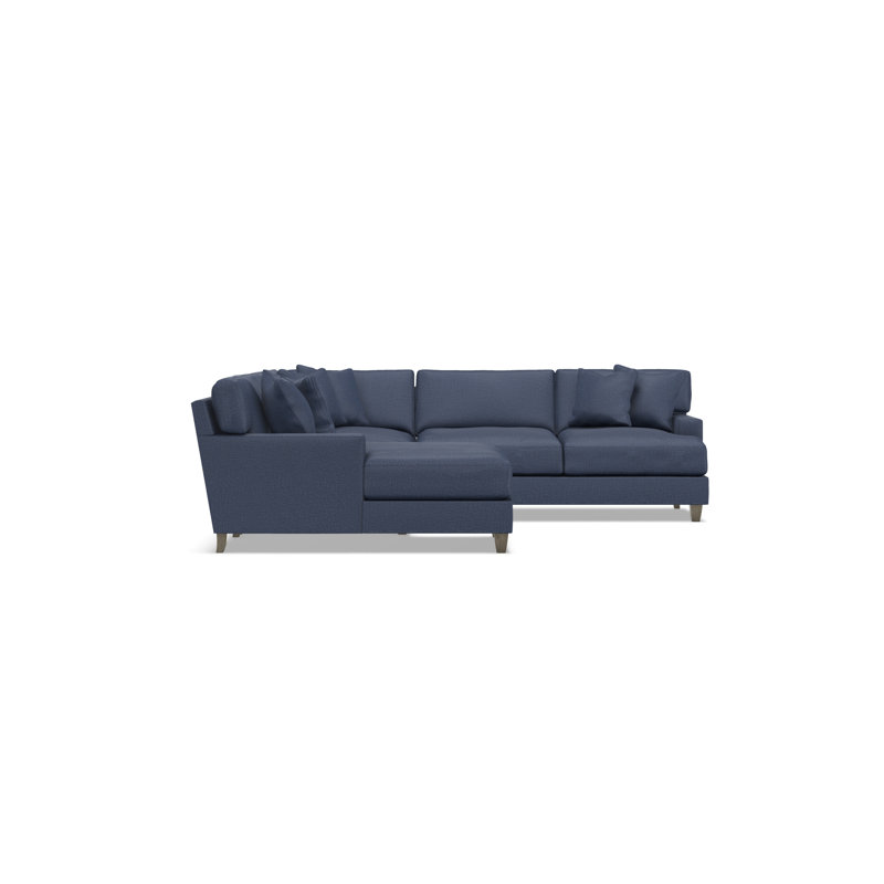Bernhardt Mila 4-Piece Fabric Sectional, Blue Polyester, Left Hand Facing, 33.5" H x 107" W x 107" D