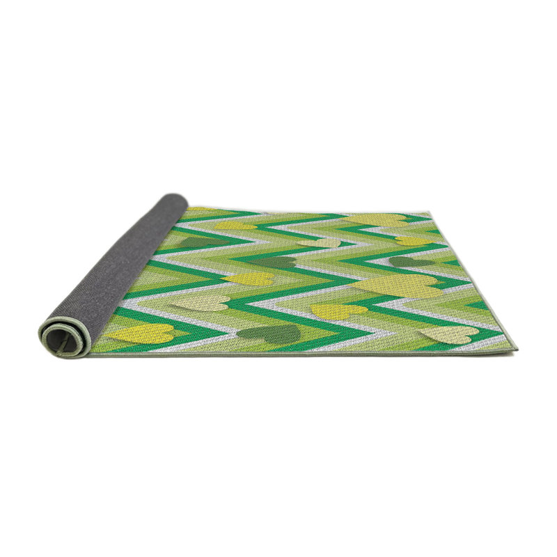 Tapis jaune/vert à motifs Diya, Rond 4 pi