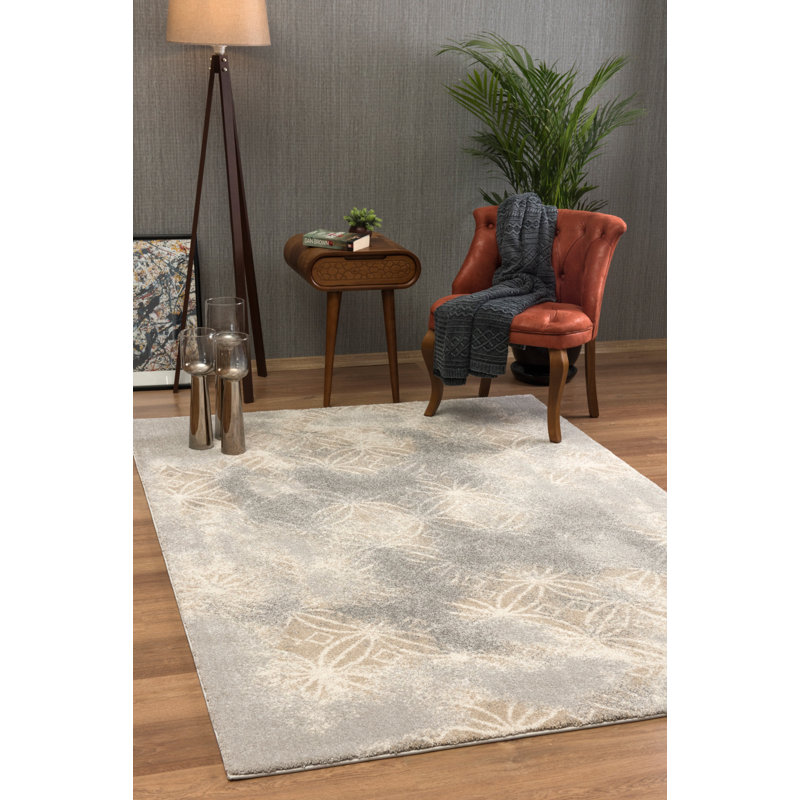 Rug Branch Layla 4' x 6' (3'9" x 5'6") Grey/Brown Distressed Lattice  Indoor Area Rug, Traditional, Medium Pile, Stain-Resistant Carpet - Living Room, Bedroom, Dining Room, and Kitchen