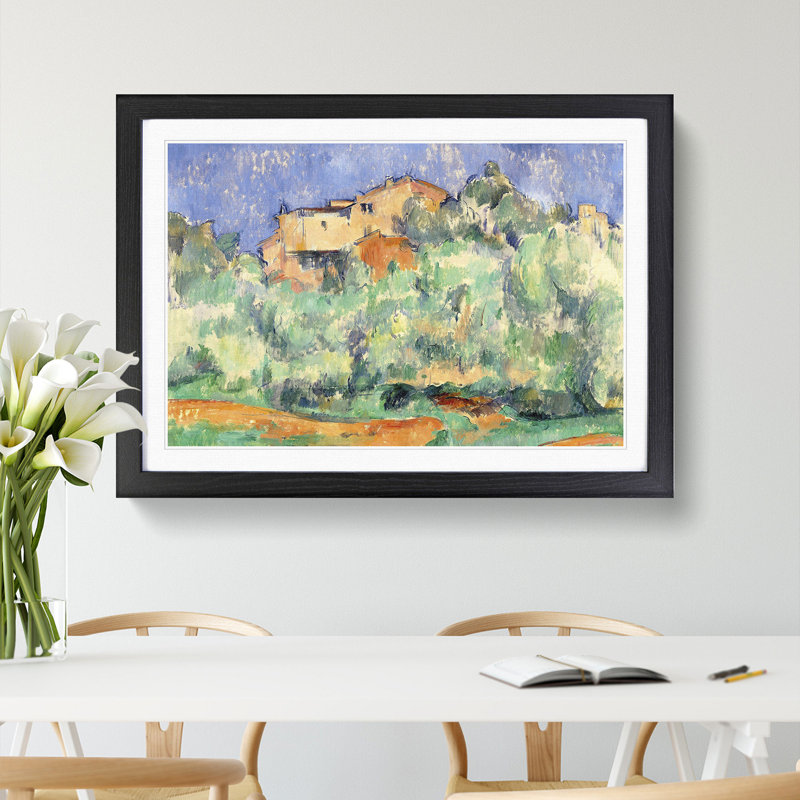 The Farm of Bellevue by Paul Cezanne - Picture Frame Painting, 48cm H x 65cm W x 2cm D, Black