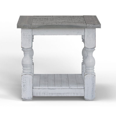Table de bout en bois massif avec rangement Wynnewood Glenna