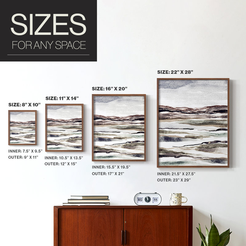«Mute Earth Layers II», reproduction encadrée - bois massif, H 15 po x l 12 po, Noyer