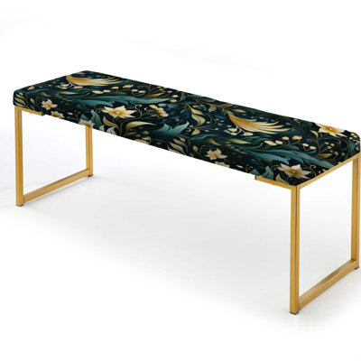 Oceanic Deep Sea Dive Plunge Flowers - Botanical Upholstered Gold Bench