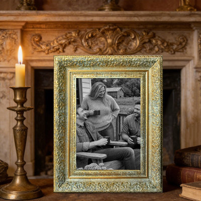Cadre 3 pièces à finition or antique pour photos et cadeaux de Noël 8 po x 10 po