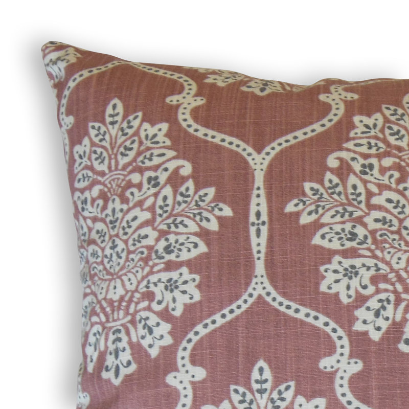  Coussin en coton Damask, Hauteur (20 po) x largeur (20 po), Bois madré