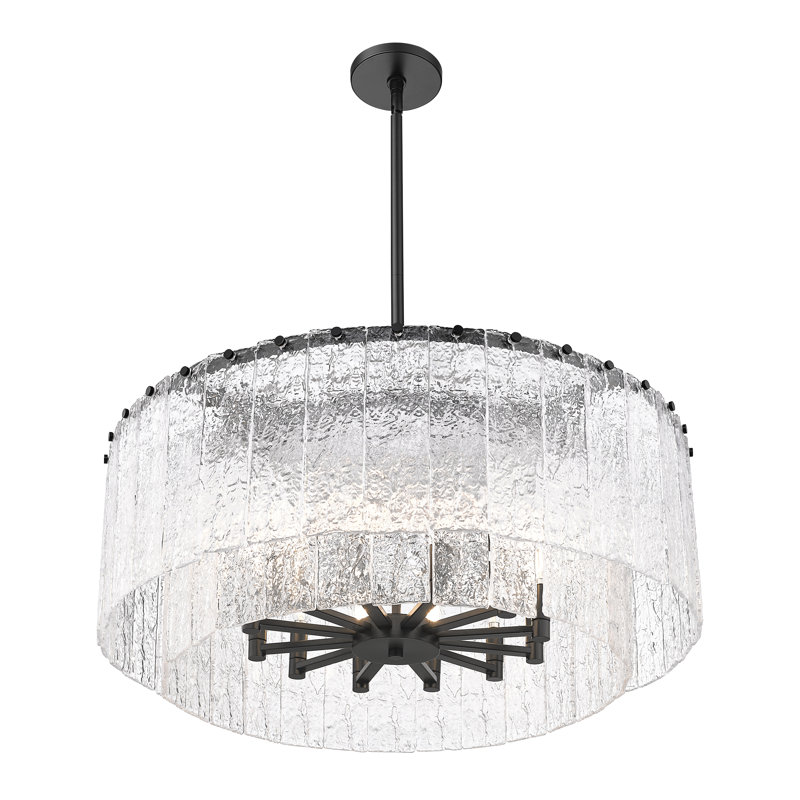 Luminaire suspendu 12 lumières Bukov, Noir mat